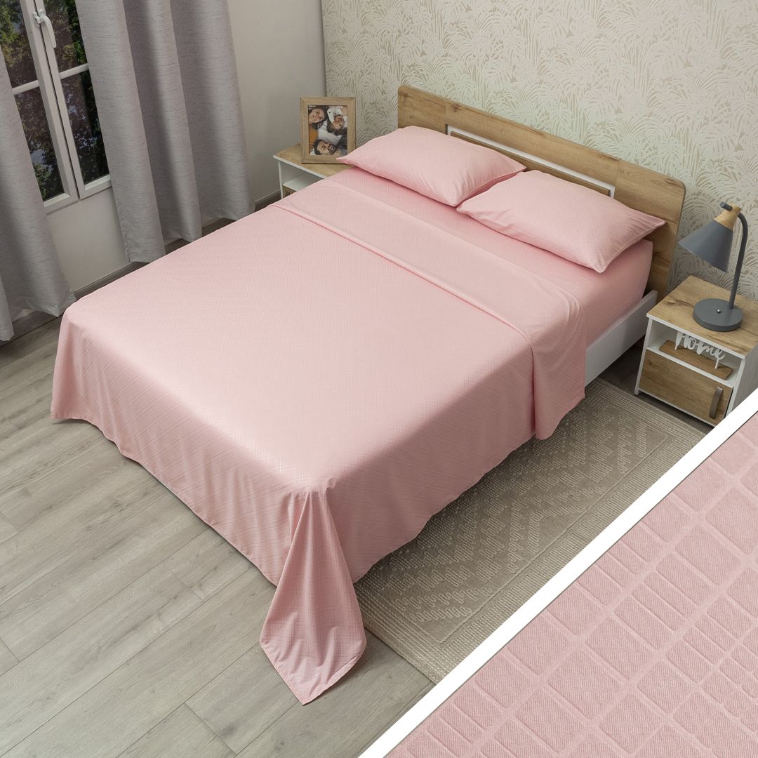 44Juego De Sábana Monet Vitral Rosa